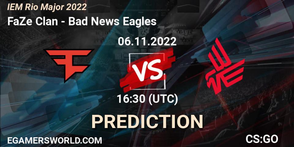 Pronósticos FaZe Clan - Bad News Eagles. 06.11.2022 at 17:00. IEM Rio Major 2022 - Counter-Strike (CS2)