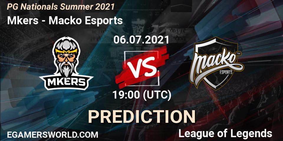 Pronósticos Mkers - Macko Esports. 06.07.2021 at 19:00. PG Nationals Summer 2021 - LoL