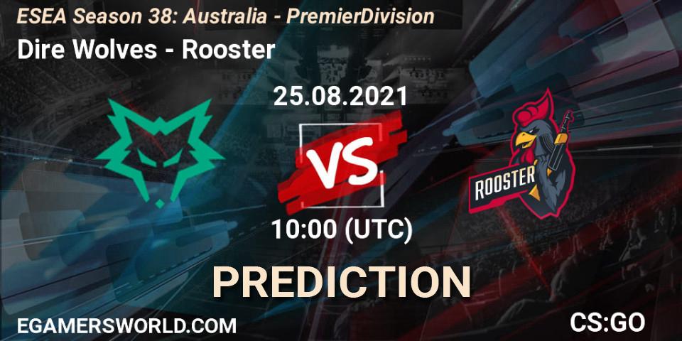 Pronósticos Dire Wolves - Rooster. 25.08.2021 at 10:00. ESEA Season 38: Australia - Premier Division - Counter-Strike (CS2)