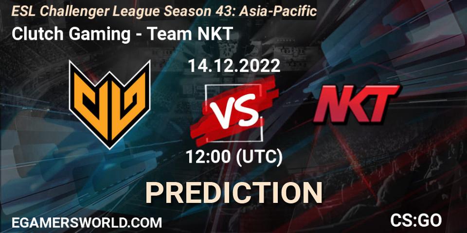 Pronósticos Clutch Gaming - Team NKT. 14.12.2022 at 12:00. ESL Challenger League Season 43: Asia-Pacific - Counter-Strike (CS2)