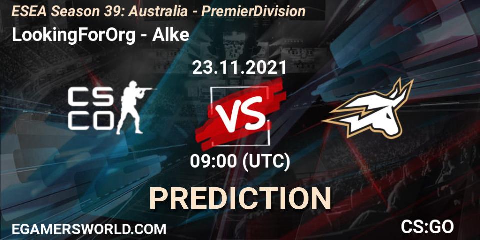 Pronósticos LookingForOrg - Alke. 23.11.2021 at 09:00. ESEA Season 39: Australia - Premier Division - Counter-Strike (CS2)