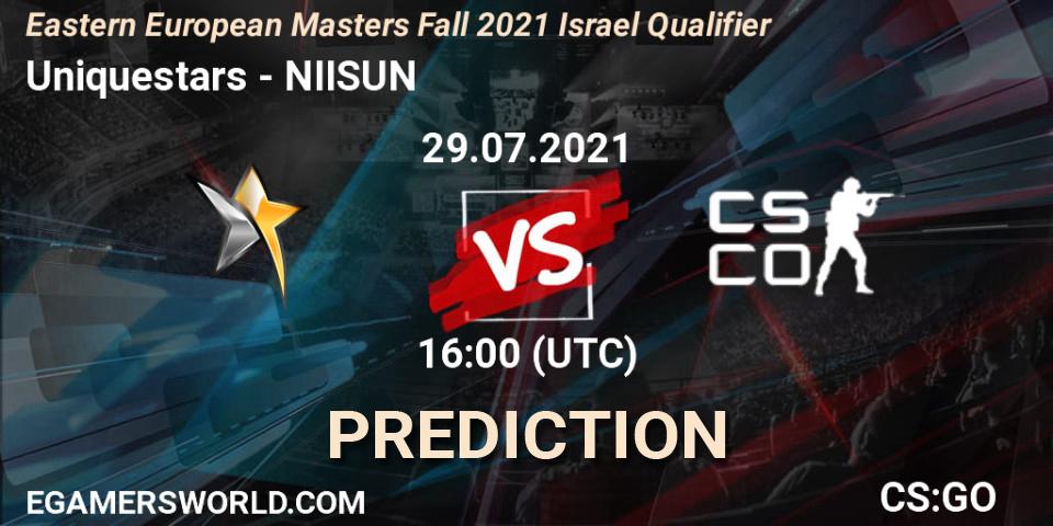 Pronósticos Uniquestars - NIISUN. 29.07.21. Eastern European Masters Fall 2021 Israel Qualifier - CS2 (CS:GO)