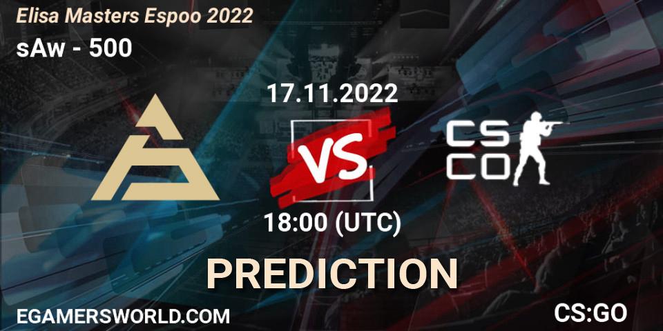 Pronósticos sAw - 500. 17.11.2022 at 21:30. Elisa Masters Espoo 2022 - Counter-Strike (CS2)
