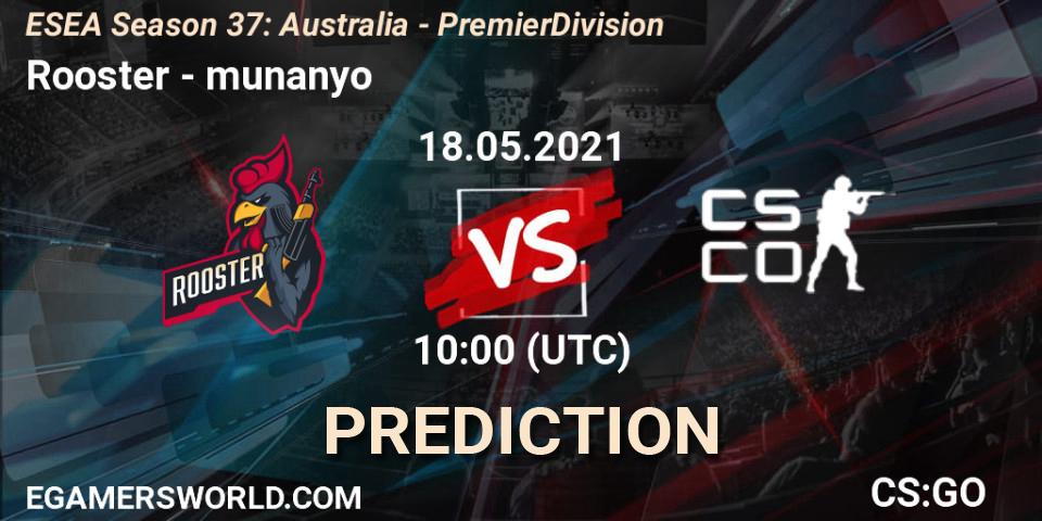 Pronósticos Rooster - munanyo. 18.05.21. ESEA Season 37: Australia - Premier Division - CS2 (CS:GO)