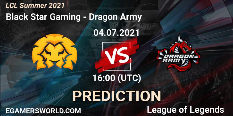 Pronósticos Black Star Gaming - Dragon Army. 04.07.2021 at 16:00. LCL Summer 2021 - LoL
