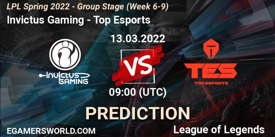 Pronósticos Invictus Gaming - Top Esports. 13.03.22. LPL Spring 2022 - Group Stage (Week 6-9) - LoL