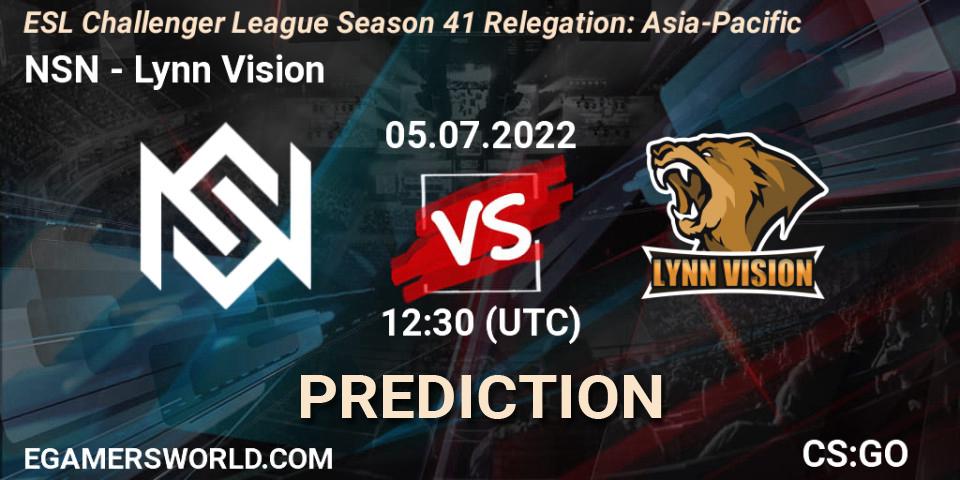 Pronósticos NSN - Lynn Vision. 05.07.2022 at 12:30. ESL Challenger League Season 41 Relegation: Asia-Pacific - Counter-Strike (CS2)