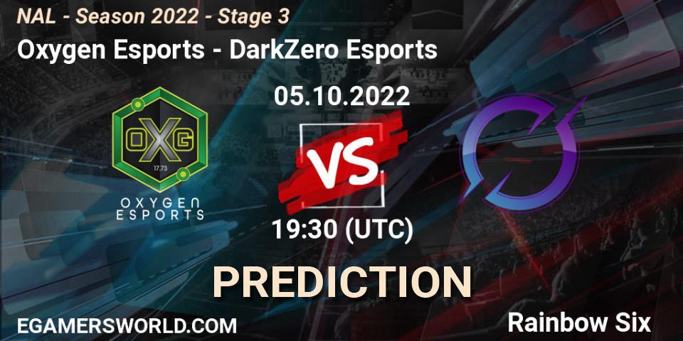 Pronósticos Oxygen Esports - DarkZero Esports. 05.10.2022 at 19:30. NAL - Season 2022 - Stage 3 - Rainbow Six