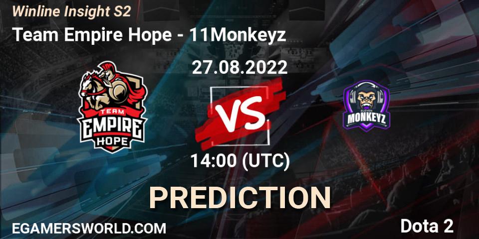 Pronósticos Team Empire Hope - 11Monkeyz. 27.08.22. Winline Insight S2 - Dota 2