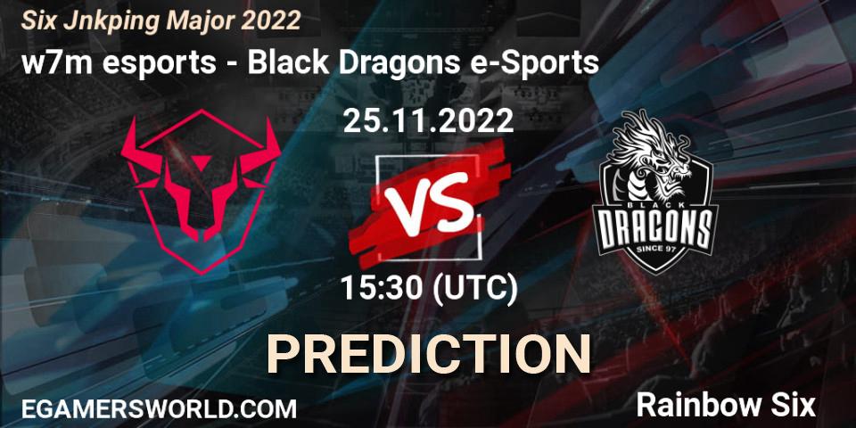 Pronósticos w7m esports - Black Dragons e-Sports. 25.11.2022 at 09:30. Six Jönköping Major 2022 - Rainbow Six