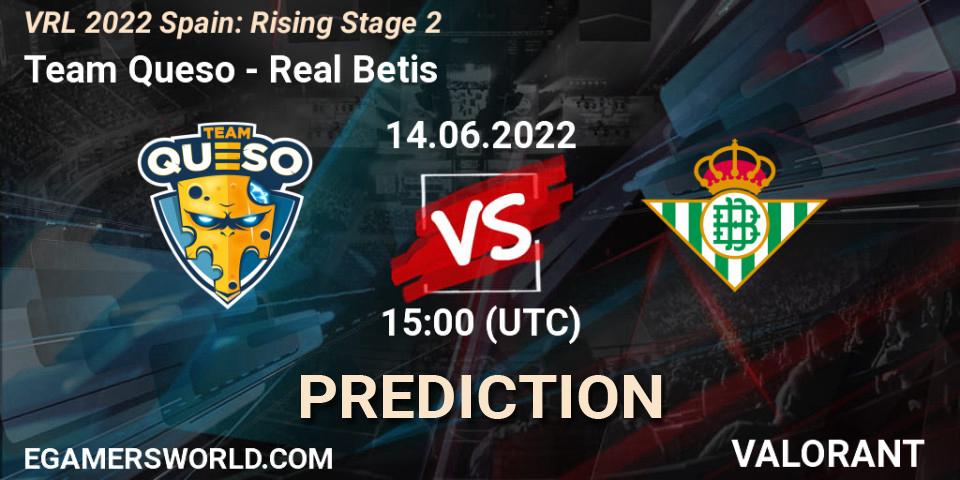 Pronósticos Team Queso - Real Betis. 14.06.2022 at 15:00. VRL 2022 Spain: Rising Stage 2 - VALORANT