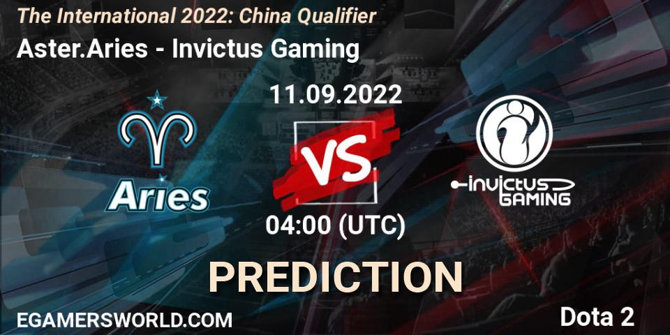 Pronósticos Aster.Aries - Invictus Gaming. 11.09.22. The International 2022: China Qualifier - Dota 2