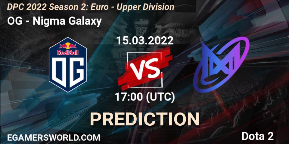 Pronósticos OG - Nigma Galaxy. 15.03.22. DPC 2021/2022 Tour 2 (Season 2): WEU (Euro) Divison I (Upper) - DreamLeague Season 17 - Dota 2