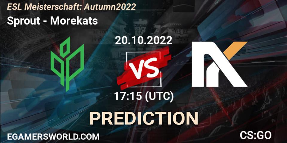 Pronósticos Sprout - Morekats. 24.10.2022 at 19:15. ESL Meisterschaft: Autumn 2022 - Counter-Strike (CS2)
