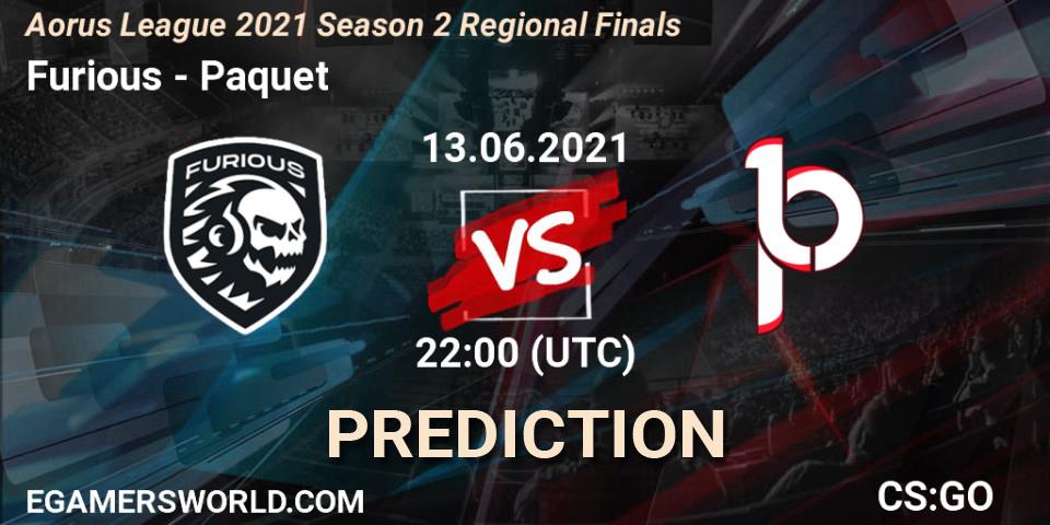 Pronósticos Furious - Paquetá. 13.06.2021 at 22:10. Aorus League 2021 Season 2 Regional Finals - Counter-Strike (CS2)