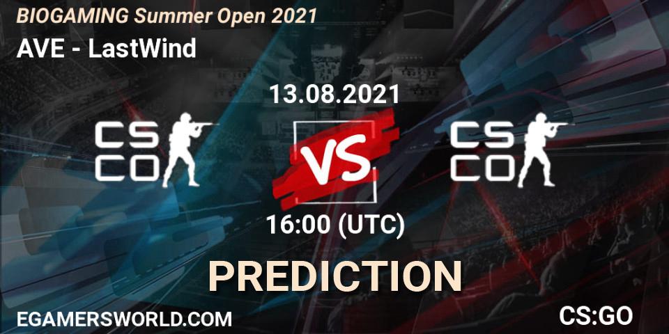 Pronósticos AVE - LastWind. 13.08.2021 at 16:00. BIOGAMING Summer Open 2021 - Counter-Strike (CS2)