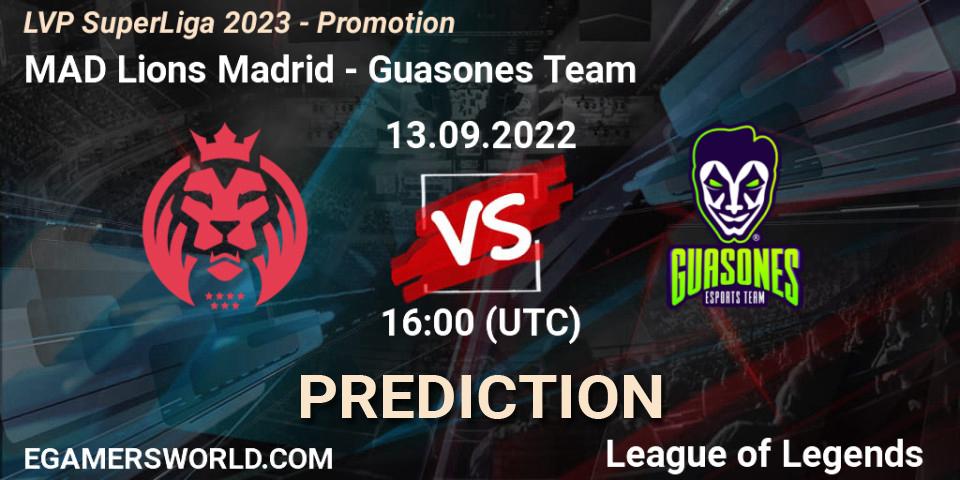 Pronósticos MAD Lions Madrid - Guasones Team. 13.09.22. LVP SuperLiga 2023 - Promotion - LoL
