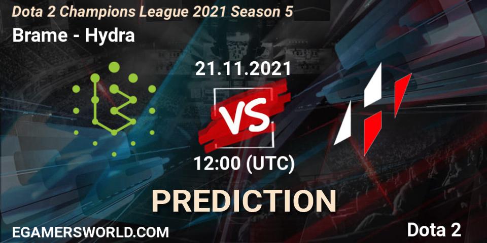 Pronósticos Brame - Hydra. 21.11.2021 at 12:10. Dota 2 Champions League 2021 Season 5 - Dota 2