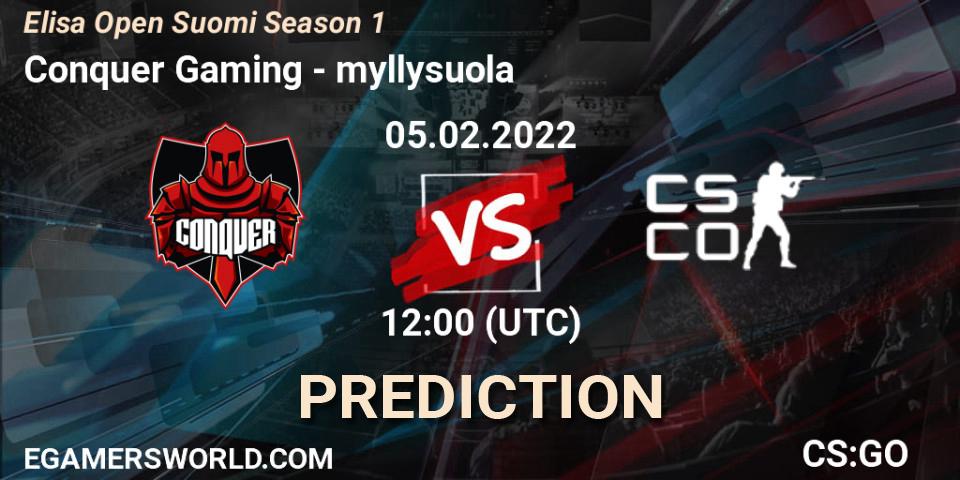 Pronósticos Conquer - myllysuola. 05.02.2022 at 12:00. Elisa Open Suomi Season 1 - Counter-Strike (CS2)