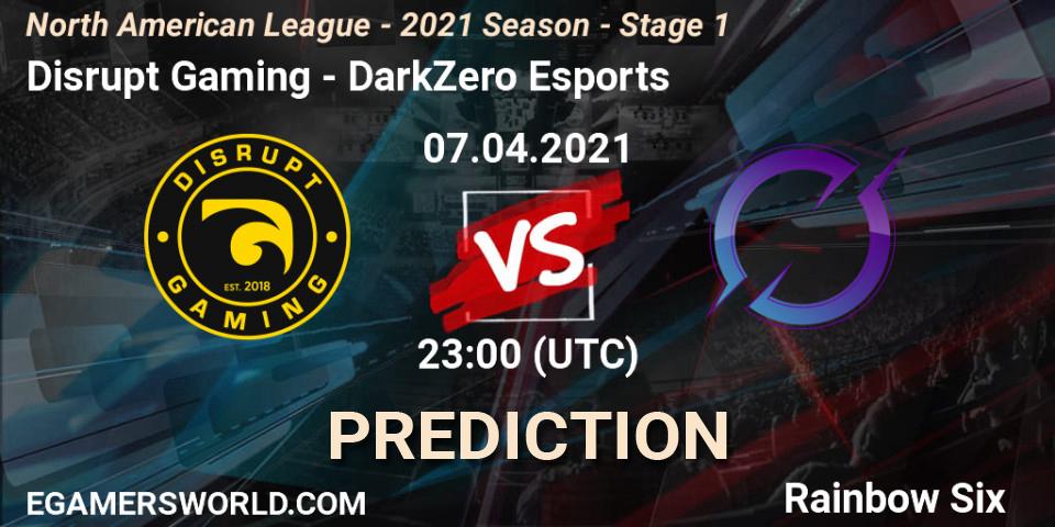 Pronósticos Disrupt Gaming - DarkZero Esports. 07.04.2021 at 23:00. North American League - 2021 Season - Stage 1 - Rainbow Six