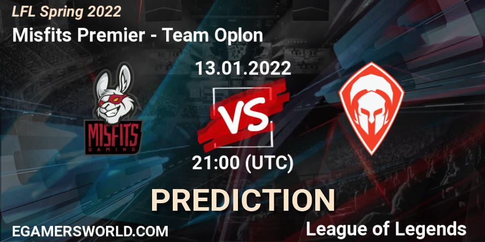 Pronósticos Misfits Premier - Team Oplon. 13.01.22. LFL Spring 2022 - LoL