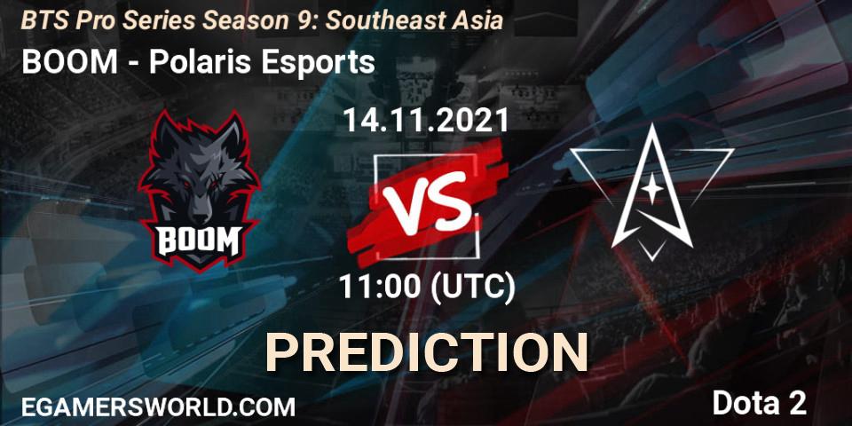 Pronósticos BOOM - Polaris Esports. 14.11.2021 at 10:17. BTS Pro Series Season 9: Southeast Asia - Dota 2