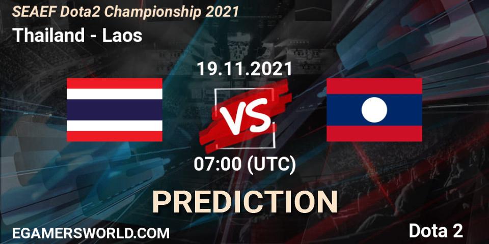 Pronósticos Thailand - Laos. 19.11.2021 at 07:01. SEAEF Dota2 Championship 2021 - Dota 2