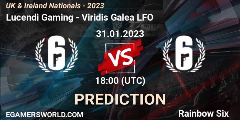 Pronósticos Lucendi Gaming - Viridis Galea LFO. 31.01.2023 at 18:00. UK & Ireland Nationals - 2023 - Rainbow Six