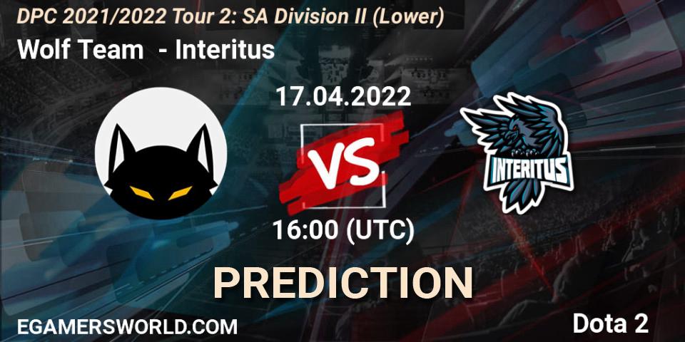 Pronósticos Wolf Team - Interitus. 17.04.22. DPC 2021/2022 Tour 2: SA Division II (Lower) - Dota 2