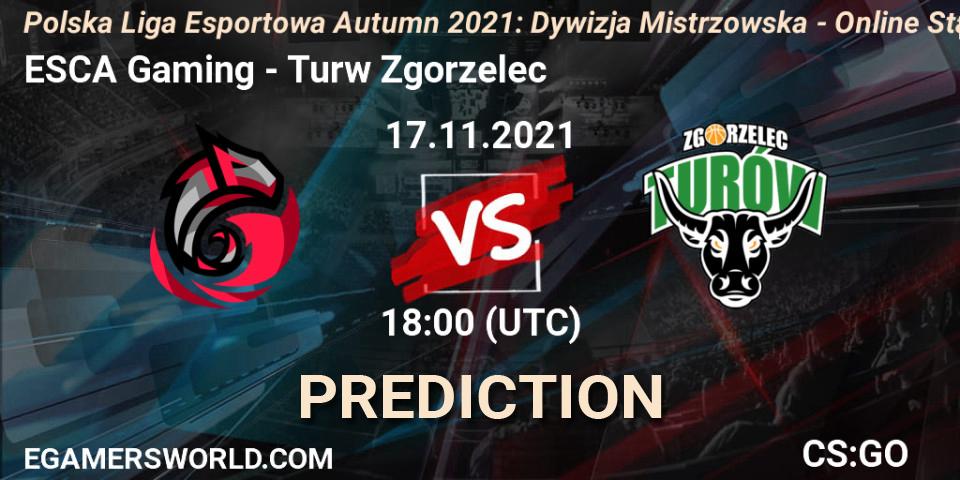 Pronósticos ESCA Gaming - Turów Zgorzelec. 17.11.2021 at 18:00. Polska Liga Esportowa Autumn 2021: Dywizja Mistrzowska - Online Stage - Counter-Strike (CS2)