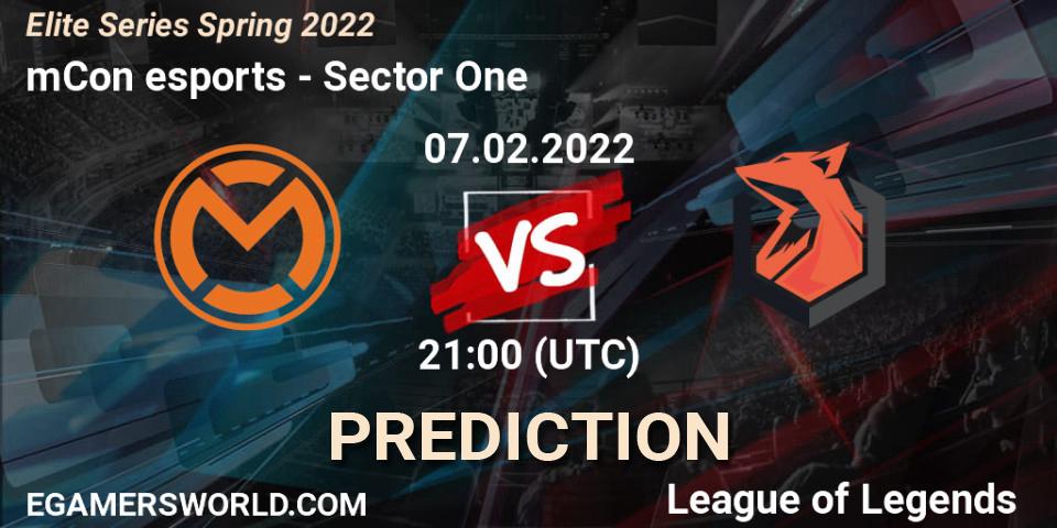Pronósticos mCon esports - Sector One. 07.02.2022 at 21:00. Elite Series Spring 2022 - LoL
