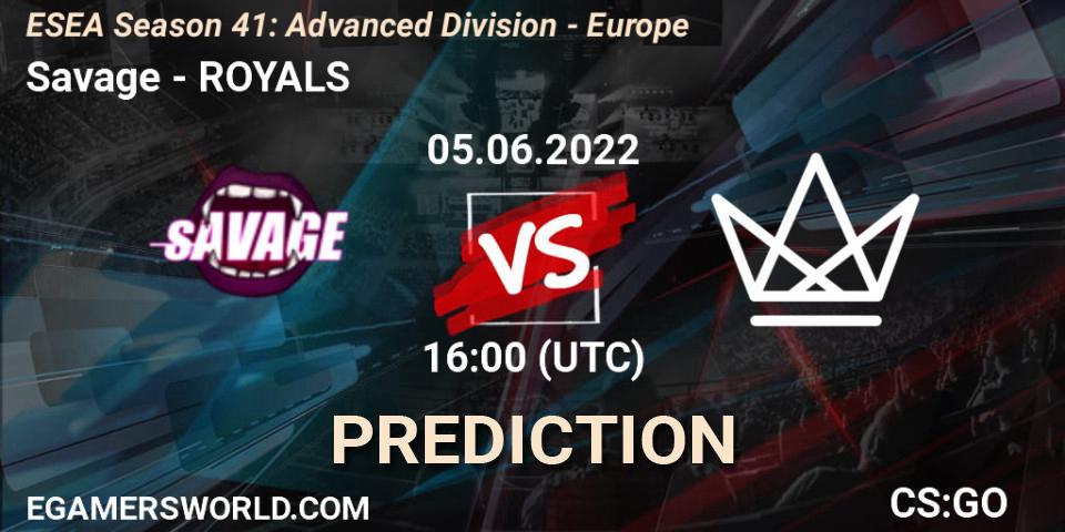 Pronósticos Savage - ROYALS. 05.06.2022 at 16:00. ESEA Season 41: Advanced Division - Europe - Counter-Strike (CS2)