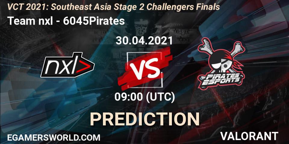 Pronósticos Team nxl - 6045Pirates. 30.04.2021 at 09:00. VCT 2021: Southeast Asia Stage 2 Challengers Finals - VALORANT