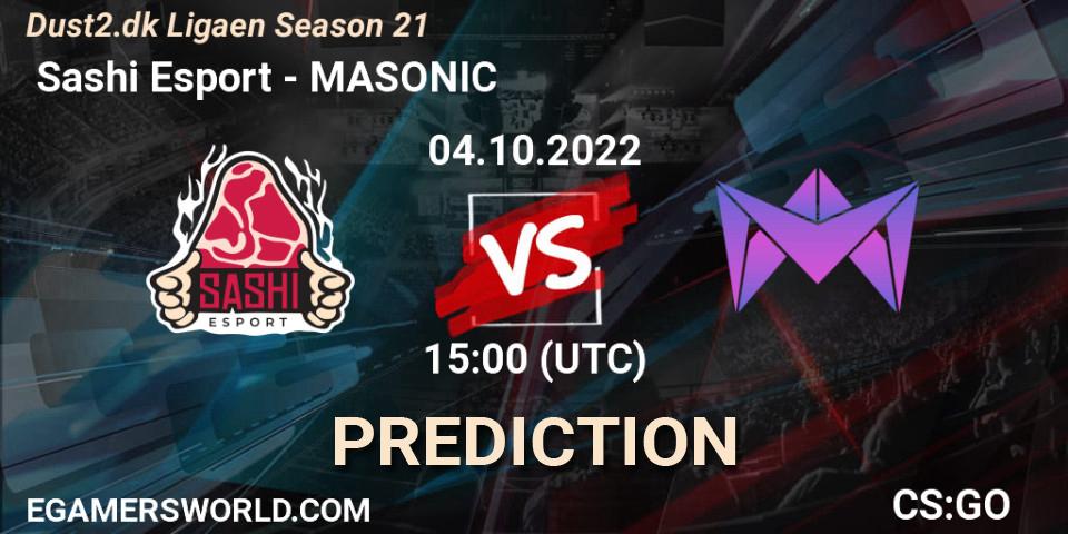 Pronósticos Sashi Esport - MASONIC. 04.10.2022 at 16:00. Dust2.dk Ligaen Season 21 - Counter-Strike (CS2)