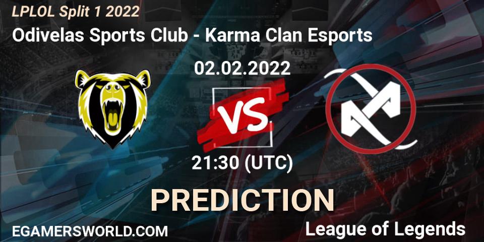 Pronósticos Odivelas Sports Club - Karma Clan Esports. 02.02.2022 at 21:30. LPLOL Split 1 2022 - LoL