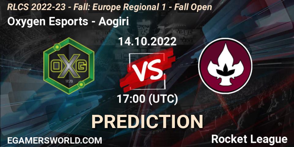 Pronósticos Oxygen Esports - Aogiri. 14.10.2022 at 15:00. RLCS 2022-23 - Fall: Europe Regional 1 - Fall Open - Rocket League