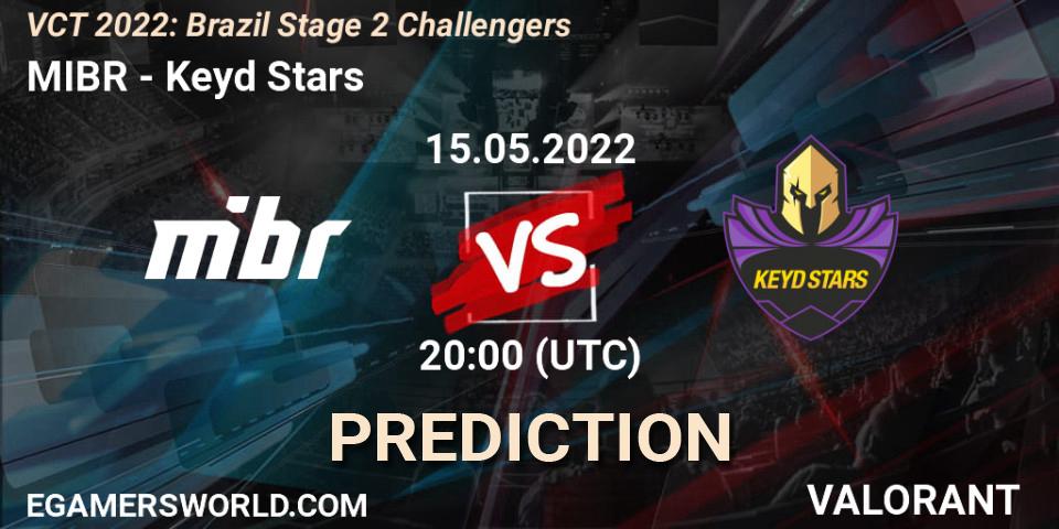 Pronósticos MIBR - Keyd Stars. 15.05.2022 at 20:20. VCT 2022: Brazil Stage 2 Challengers - VALORANT