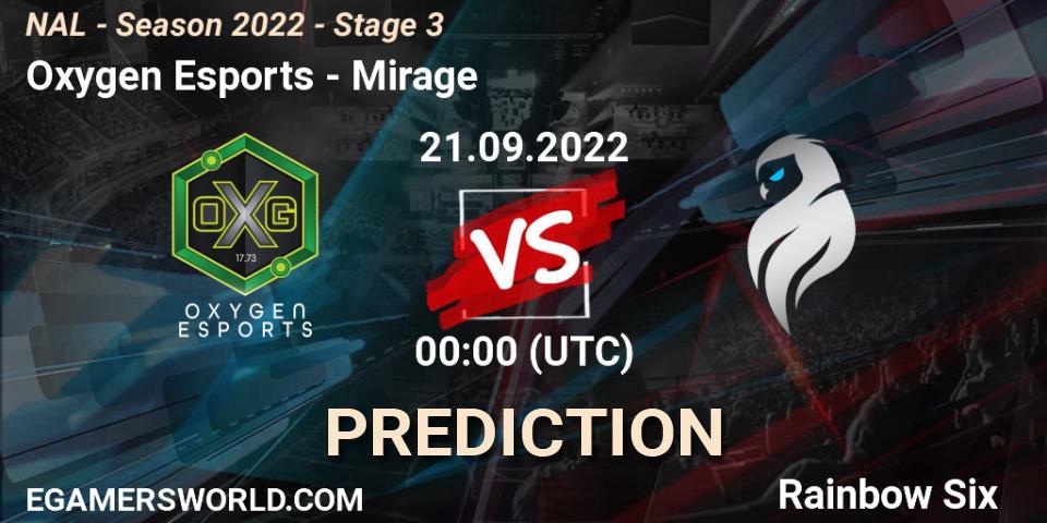 Pronósticos Oxygen Esports - Mirage. 21.09.22. NAL - Season 2022 - Stage 3 - Rainbow Six