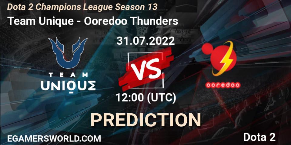 Pronósticos Team Unique - Ooredoo Thunders. 31.07.22. Dota 2 Champions League Season 13 - Dota 2