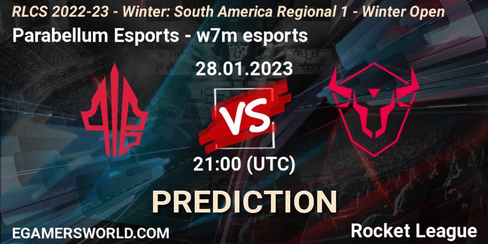 Pronósticos Parabellum Esports - w7m esports. 28.01.23. RLCS 2022-23 - Winter: South America Regional 1 - Winter Open - Rocket League