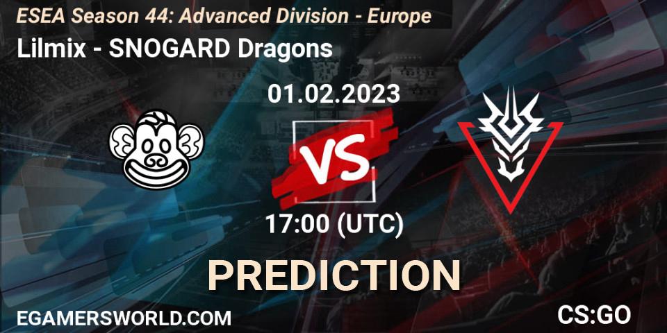 Pronósticos Lilmix - SNOGARD Dragons. 01.02.23. ESEA Season 44: Advanced Division - Europe - CS2 (CS:GO)