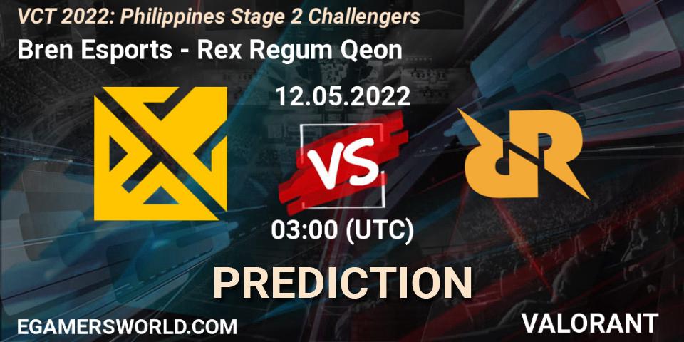 Pronósticos Bren Esports - Rex Regum Qeon. 12.05.2022 at 03:00. VCT 2022: Philippines Stage 2 Challengers - VALORANT