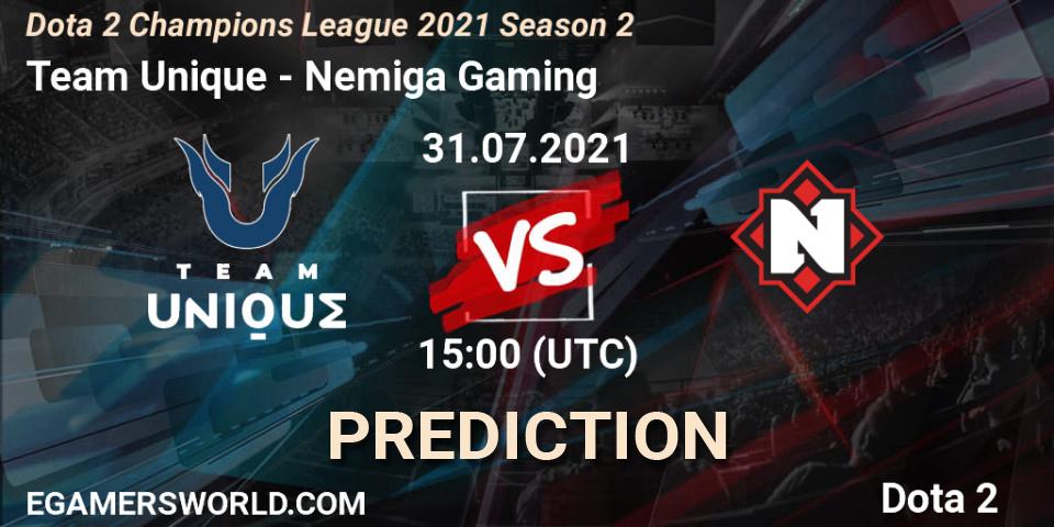 Pronósticos Team Unique - Nemiga Gaming. 01.08.2021 at 12:00. Dota 2 Champions League 2021 Season 2 - Dota 2