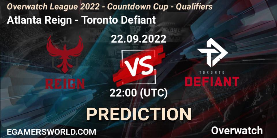 Pronósticos Atlanta Reign - Toronto Defiant. 22.09.22. Overwatch League 2022 - Countdown Cup - Qualifiers - Overwatch