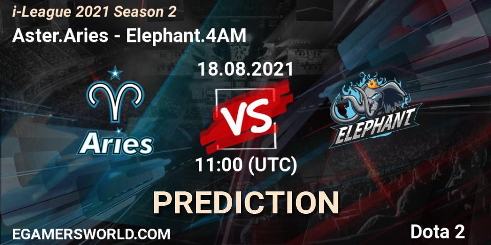 Pronósticos Aster.Aries - Elephant.4AM. 27.08.2021 at 05:06. i-League 2021 Season 2 - Dota 2