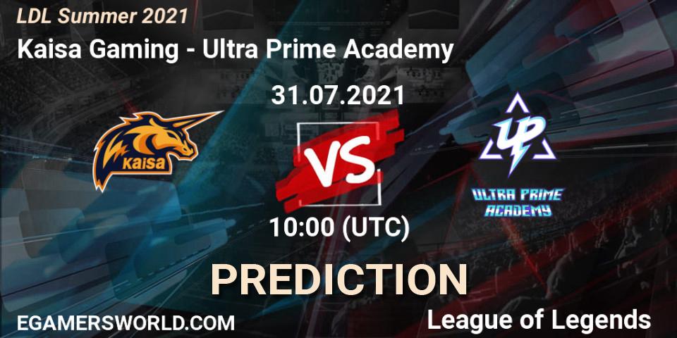 Pronósticos Kaisa Gaming - Ultra Prime Academy. 01.08.2021 at 11:00. LDL Summer 2021 - LoL