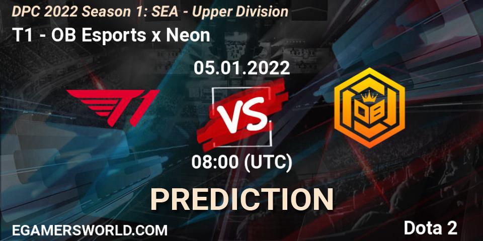 Pronósticos T1 - OB Esports x Neon. 05.01.2022 at 08:03. DPC 2022 Season 1: SEA - Upper Division - Dota 2