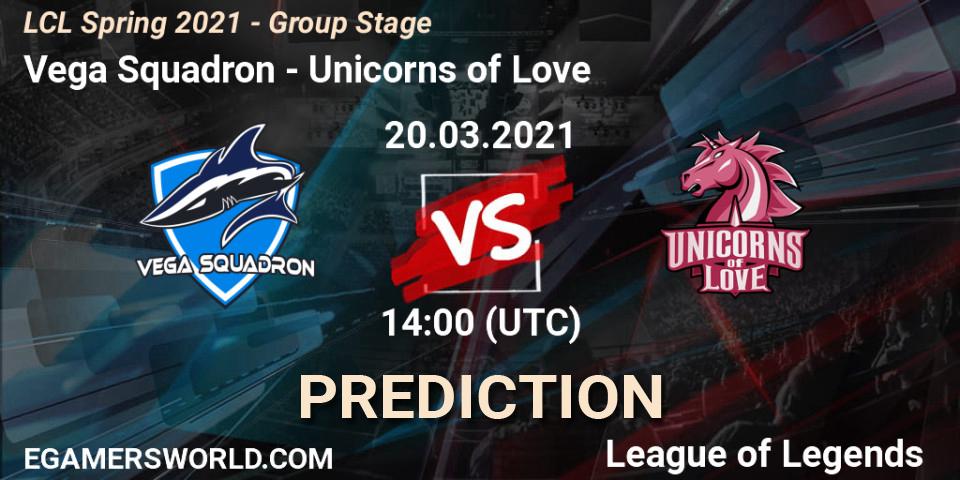 Pronósticos Vega Squadron - Unicorns of Love. 20.03.2021 at 14:00. LCL Spring 2021 - Group Stage - LoL