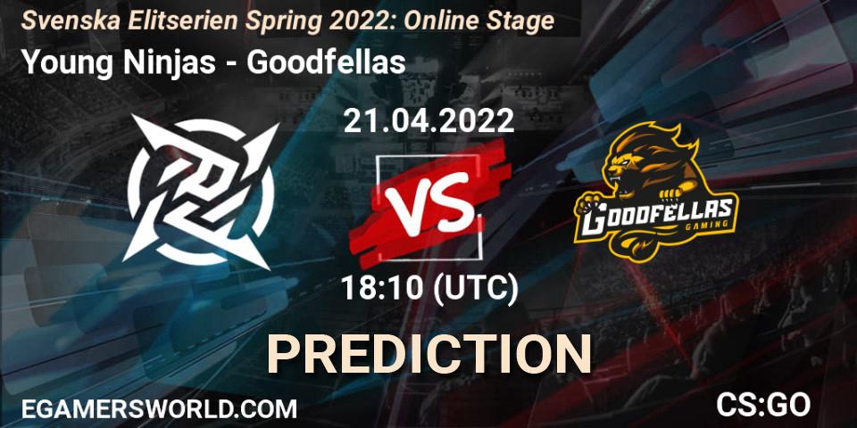 Pronósticos Young Ninjas - Goodfellas. 21.04.22. Svenska Elitserien Spring 2022: Online Stage - CS2 (CS:GO)