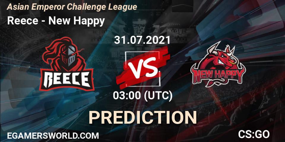 Pronósticos Reece - New Happy. 31.07.2021 at 06:00. Asian Emperor Challenge League - Counter-Strike (CS2)